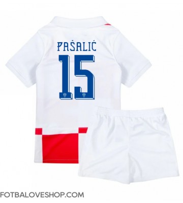 Chorvatsko Mario Pasalic #15 Dětské Domácí Dres ME 2024 Krátký Rukáv (+ trenýrky)